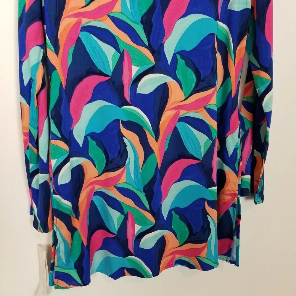 La Blanca Womens Blue Printed Lace-Up Beachwear Dress Sz XS  Swim Cover-Up Tunic